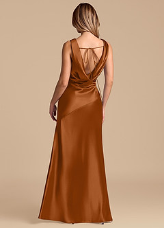 Azazie Rylina Brudtärnklänningar Klä av Sjöjungfru i Metallisk satin Koppar image6