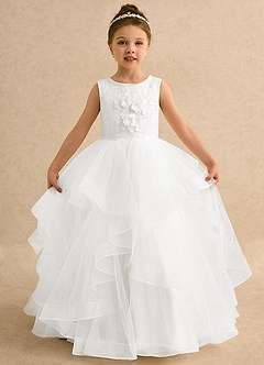 Azazie Claire Robe Demoiselle D'honneur Fillette Robe Princesse en Tulle Perlé Ivoire image5