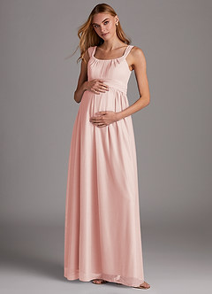 Azazie Melanie Final Sale Empire Pleated Mesh Floor-Length Dress image2
