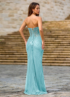 Willone Sky Blue Mermaid Sequined Embroidery Prom Dress image2