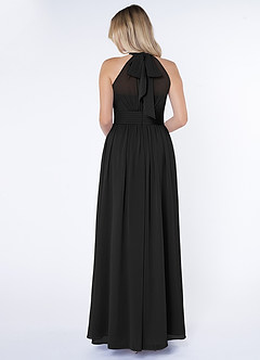 Azazie Iman Bridesmaid Dresses Black A-Line A-Line Ruched Chiffon Dress image6