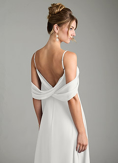 Azazie Mercedes Bridesmaid Dresses White A-Line Off the Shoulder Chiffon Dress image7