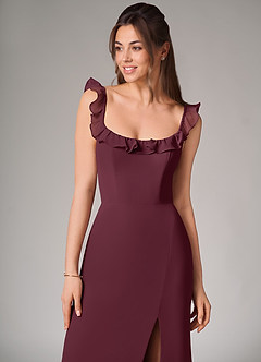Azazie Callie Bridesmaid Dresses Cabernet Mermaid Side Slit Chiffon Convertible Dress image6