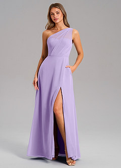 Azazie Phaedra Bridesmaid Dresses Lilac A-Line One Shoulder Chiffon Dress image1
