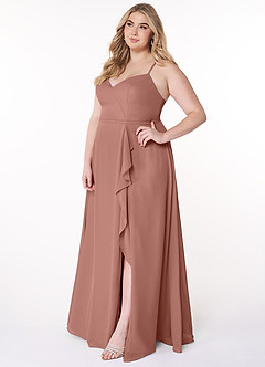 Azazie Naeem Bridesmaid Dresses Cedar Rose A-Line V-Neck Ruffle Chiffon Dress image10