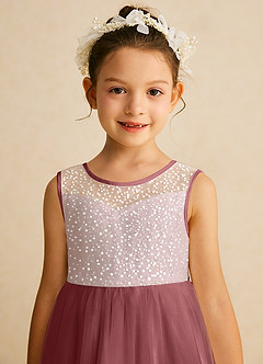 Azazie Tay Flower Girl Dresses Amethyst A-Line Sequins Tulle Dress image7