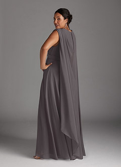 Azazie Isa Mother of the Bride Dresses Steel Grey A-Line V-Neck Pleated Chiffon Dress image12