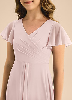 Azazie Induh Junior Blushing Pink A-Line Pleated Chiffon Dress image5