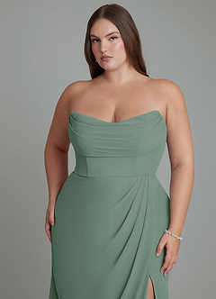 Azazie Johana Bridesmaid Dresses Eucalyptus Mermaid Off the Shoulder Chiffon Convertible Dress image15