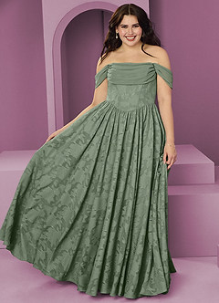 Barbie ♥ Azazie Bridesmaid Dresses Matcha A-Line Off the Shoulder Floral Burnout Convertible Dress image7