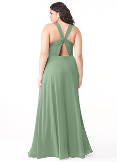 Azazie Jane Bridesmaid Dresses Matcha A-Line V-Neck Pleated Chiffon Dress image7