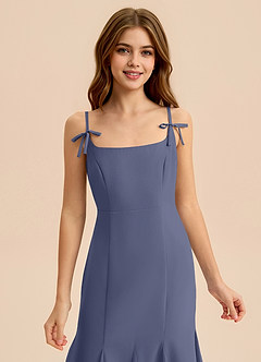 Azazie Evey Junior Vestido de Tormenta de Gasa de Corte Sirena con Plisado image6