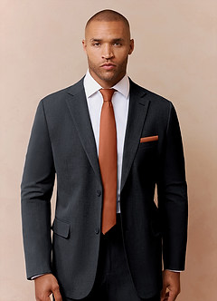 front Conjunto de corbata fina y pañuelo de bolsillo de satén elástico
