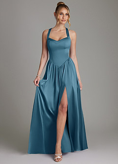 Azazie Francis Bridesmaid Dresses Bermuda A-Line Corset Stretch Satin Dress image3