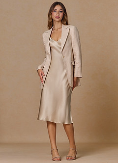 front Belicia Tan 100% Linen 2-Piece Suit