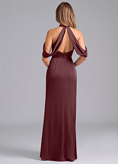 Azazie Bonny Bridesmaid Dresses Sangria Mermaid Off the Shoulder Stretch Satin Dress image2