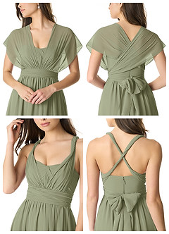 Azazie Olani Bridesmaid Dresses Pistachio A-Line Off the Shoulder Chiffon Convertible Dress image6