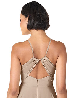 Azazie Avelina Bridesmaid Dresses Taupe A-Line V-Neck Pleated Chiffon Dress image5