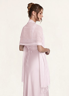 front Azazie Striped Sheer Tassel Shawl