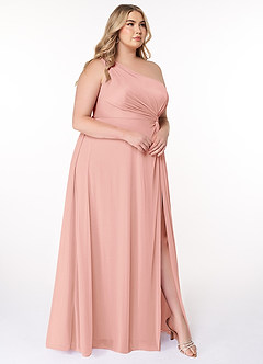 Azazie Brooke Bridesmaid Dresses Rosette A-Line One Shoulder Mesh Dress image9