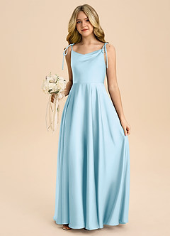 Azazie Popsy Junior Linia A Ukłon Satyna elastyczna Długość podłogi Młodsza druhna Sukienka image5