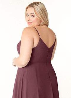 Azazie Clarissa Bridesmaid Dresses Sangria A-Line V-Neck Chiffon Dress image12