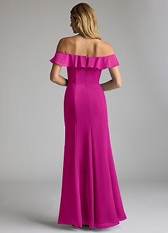 Azazie Sophie Bridesmaid Dresses Fuchsia A-Line Off the Shoulder Chiffon Convertible Dress image3