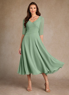 Azazie Durant Mother of the Bride Dresses Matcha A-Line Pleated Chiffon Dress image2
