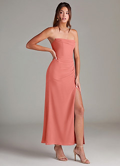 Azazie Leonis Bridesmaid Dresses Salmon Pink Mermaid Strapless Chiffon Convertible Dress image8