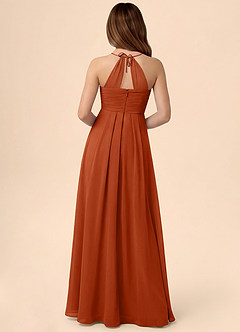 Azazie Ginny Junior Burnt Orange A-Line Pleated Chiffon Dress image4