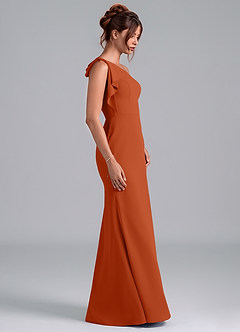 Azazie Rinna Bridesmaid Dresses Burnt Orange Mermaid One Shoulder Chiffon Dress image5