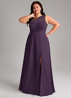 Azazie Phaedra Bridesmaid Dresses Plum A-Line One Shoulder Chiffon Dress image7
