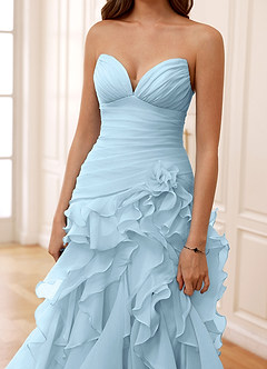 Christabelle Azul Tímido Vestido de fiesta de encaje transparente con corsé y diamantes de imitación image6