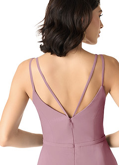 Azazie Janine Bridesmaid Dresses Vintage Mauve A-Line V-Neck Chiffon Dress image5