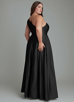 Azazie Melanie Brudtärnklänningar Klänning av A-linje i Stretch Satin Off the shoulder Svart image8