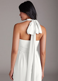 Azazie Lamara Bridesmaid Dresses White Off the Shoulder Chiffon Convertible Jumpsuit image10
