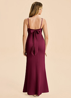 Azazie Mia Junior Robe Sirène en Satin extensible Plissé Bourgogne image2