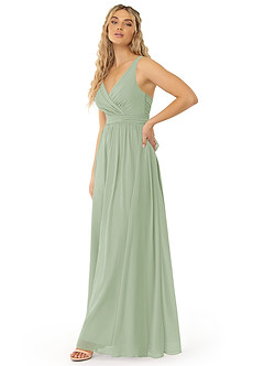 Azazie Kora Bridesmaid Dresses Dusty Sage A-Line Pleated Chiffon Dress image4