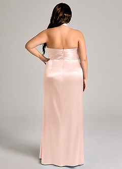 Azazie Jemma Abiti da Damigella Abito Tubino in Raso Metallizzato Plissettato Rosa Rossore image9