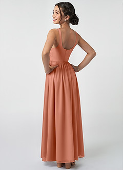 Azazie Keyla Junior A-Linie Plissee Chiffon Kleid Mai Tai image4