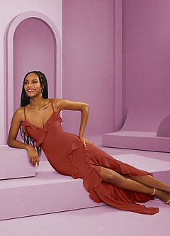Barbie ♥ Azazie Kjoler til hjemmeprøvning Skede Chiffon Gulv-længde Kjole image8