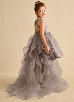 Azazie Julietta Robe Demoiselle D'honneur Fillette Robe Princesse en Tulle Convertible Taupe image6