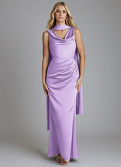 Azazie Tallie Bridesmaid Dresses Lilac Mermaid Pleated Stretch Satin Dress image5