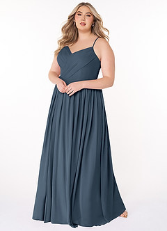 Azazie Cora Bridesmaid Dresses Neptune A-Line Pleated Chiffon Dress image8