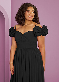 Barbie ♥ Azazie Brautjungfernkleider Wandelbar A-Linie Schulterfrei Chiffon Kleid Schwarz image18