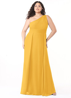 Azazie Dallas Bridesmaid Dresses Marigold A-Line One Shoulder Chiffon Dress image6