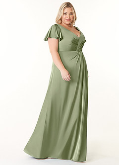 Azazie Soren Kleider zum Anprobieren zu Hause A-Linie Plissee Stretch-Satin Kleid Rotbraun image10