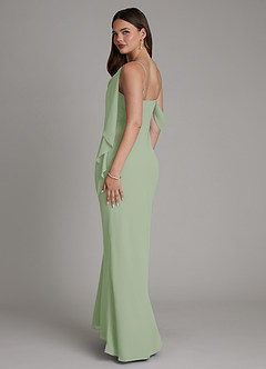 Azazie Yura Vestidos de damas de honor Vestido Salvia Polvorienta de Gasa de Corte Sirena con Hombros descubiertos image6
