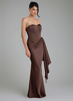 Azazie Draya Bridesmaid Dresses Ganache Mermaid Strapless Stretch Satin Dress image3