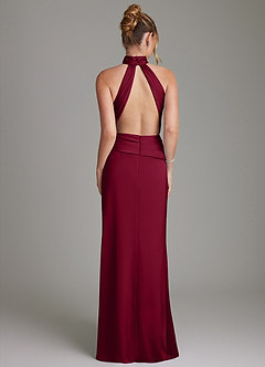 Azazie Gracelynn Bridesmaid Dresses Burgundy Sheath Pleated Stretch Satin Dress image8